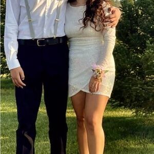 Homecoming or Winter formal Windsor White Long Sleeve short Dress